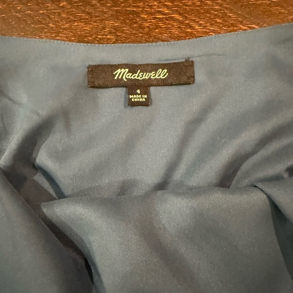 Madewell Silk Sandstar Dress Blue Hematite Wrap Tulip Mini Size 4 - Picture 5 of 9